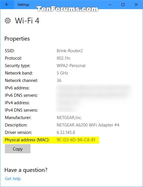 how to find mac address on windows 10