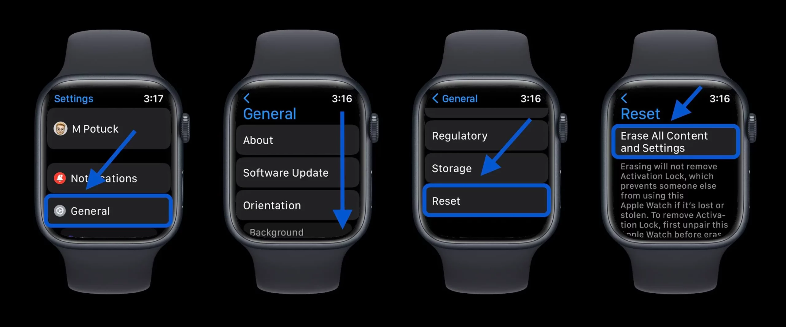 how to reset apple watch