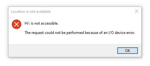 the request could not be performed because of an io device error
